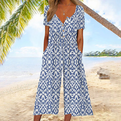 Mono elegante de verano con escote en V y corte moderno – BELYN