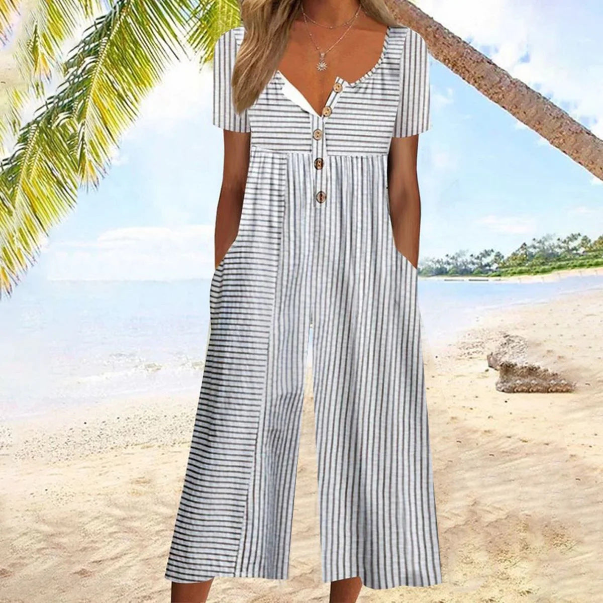 Mono elegante de verano con escote en V y corte moderno – BELYN