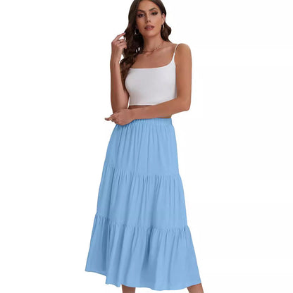 Falda midi de mujer con cintura alta y volantes en capas – BASILISA