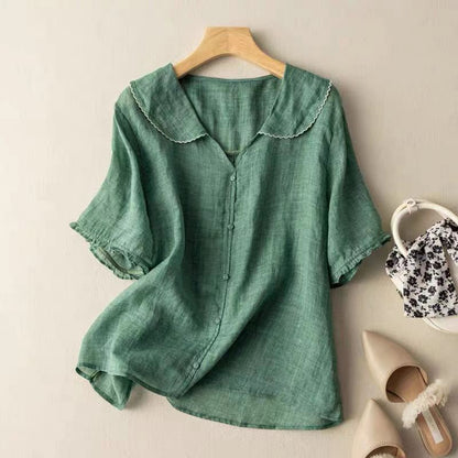 Top camisero con cuello y botones para mujer – BODIA