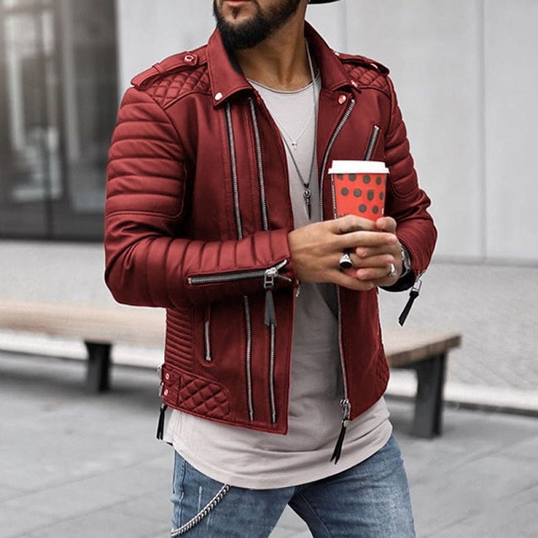 LARS - Cazadora biker robusta de invierno con bolsillos de cremallera