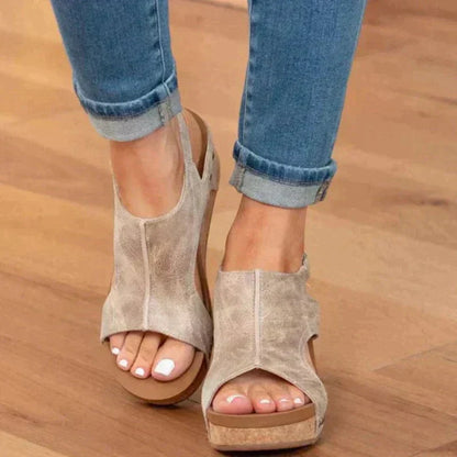 Sandalias de cuña con punta abierta y ajuste cómodo para mujer – LINA
