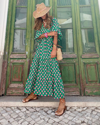 Vestido largo elegante con bordados y caída fluida – ZAIRA
