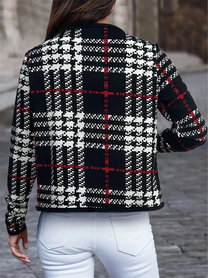 STERRE - Blazer casual con estampado de pata de gallo para mujeres