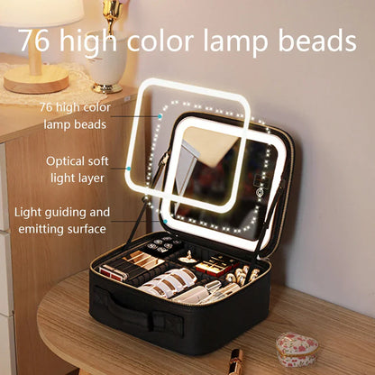 Estuche de maquillaje con espejo LED portátil – PERLA