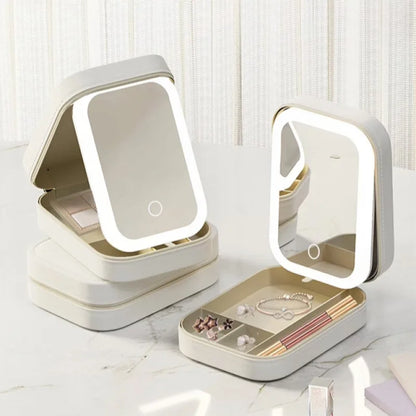 Neceser de maquillaje con espejo LED portátil para viaje – KORI