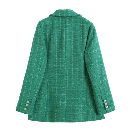 Blazer cruzado de mujer con detalles en contraste – THAINA