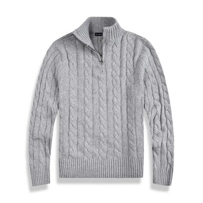 Jersey de hombre con cremallera parcial y dibujo trenzado – ENZARO