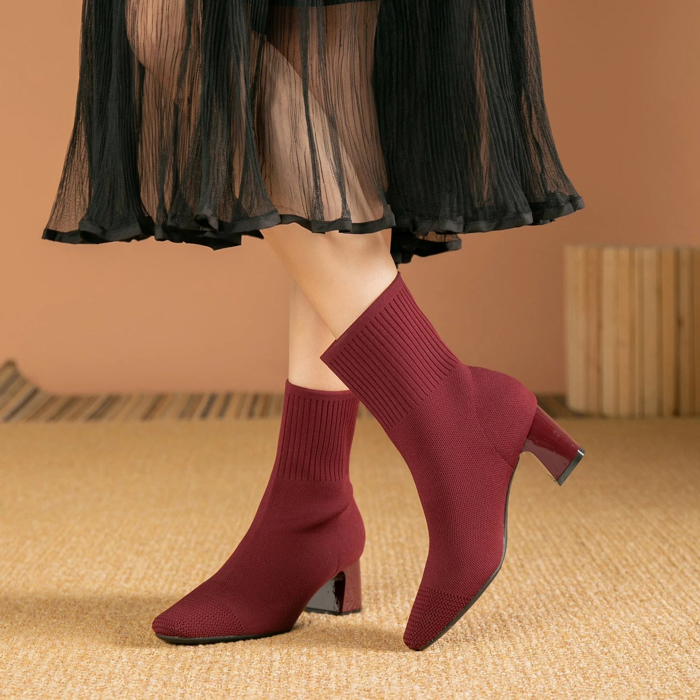 Botines negros para mujer con tacón cómodo – EVELONIS