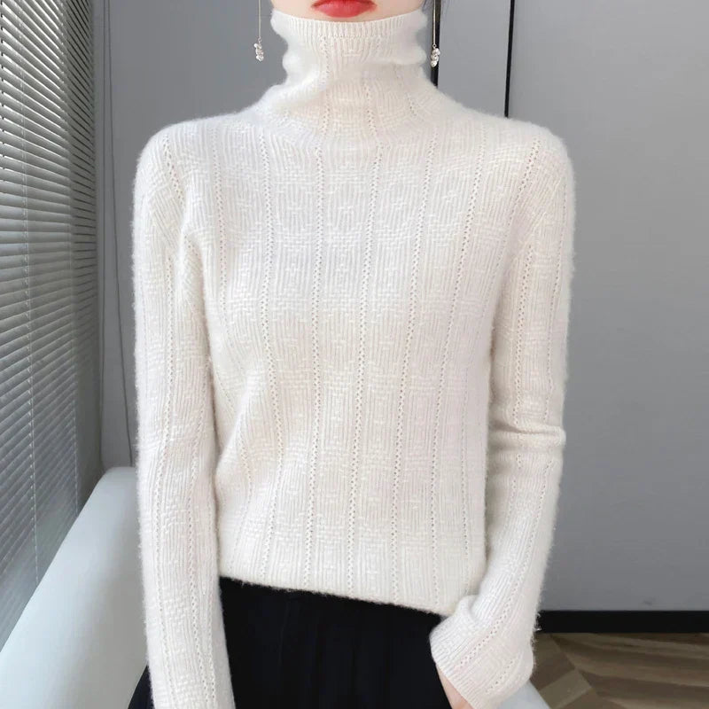 MARISE - Suéter de manga larga con cuello alto para mujer