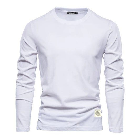 Camiseta básica de manga larga con cuello redondo para hombre – LUCAS