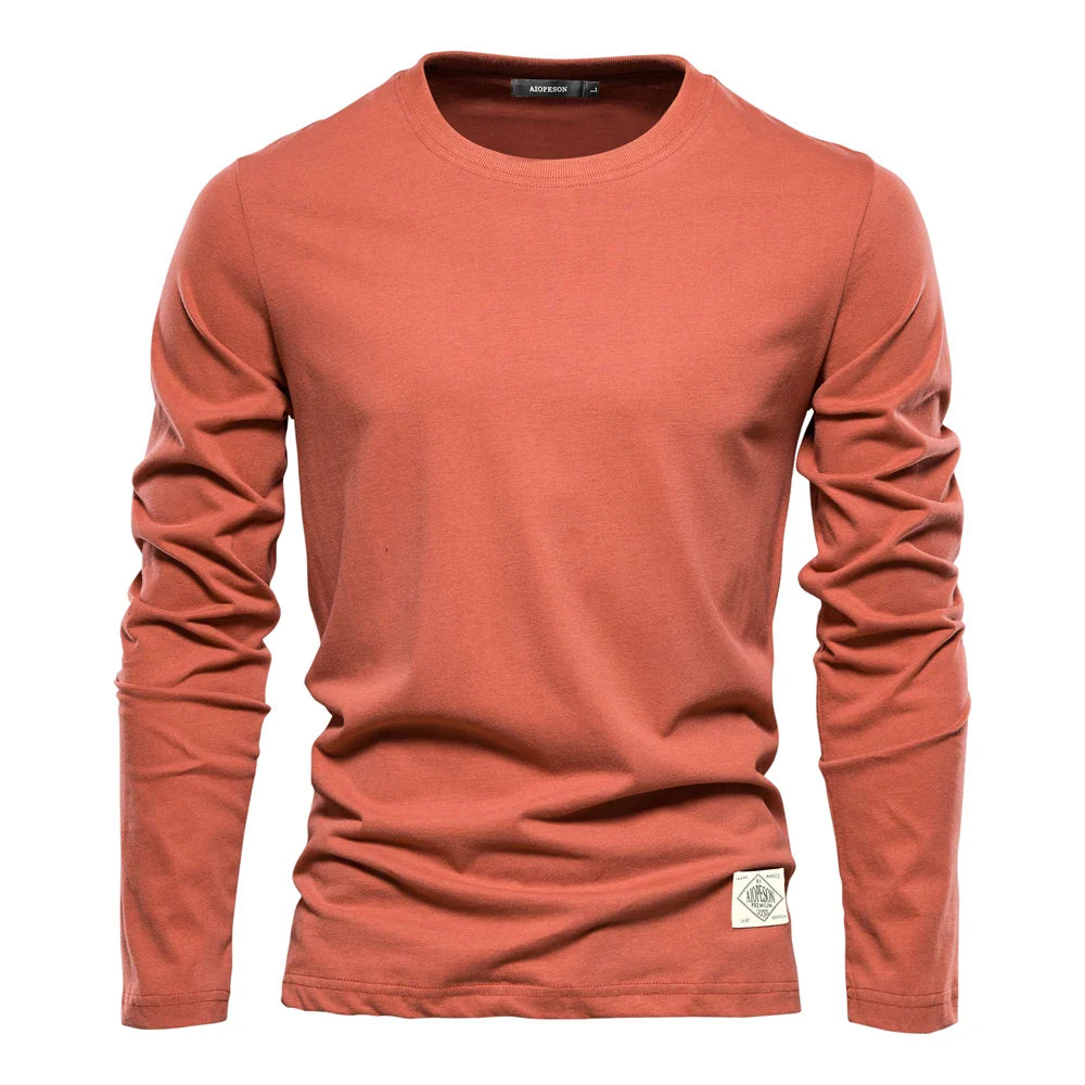 Camiseta básica de manga larga con cuello redondo para hombre – LUCAS