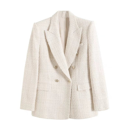 Blazer cruzado de mujer con detalles en contraste – THAINA