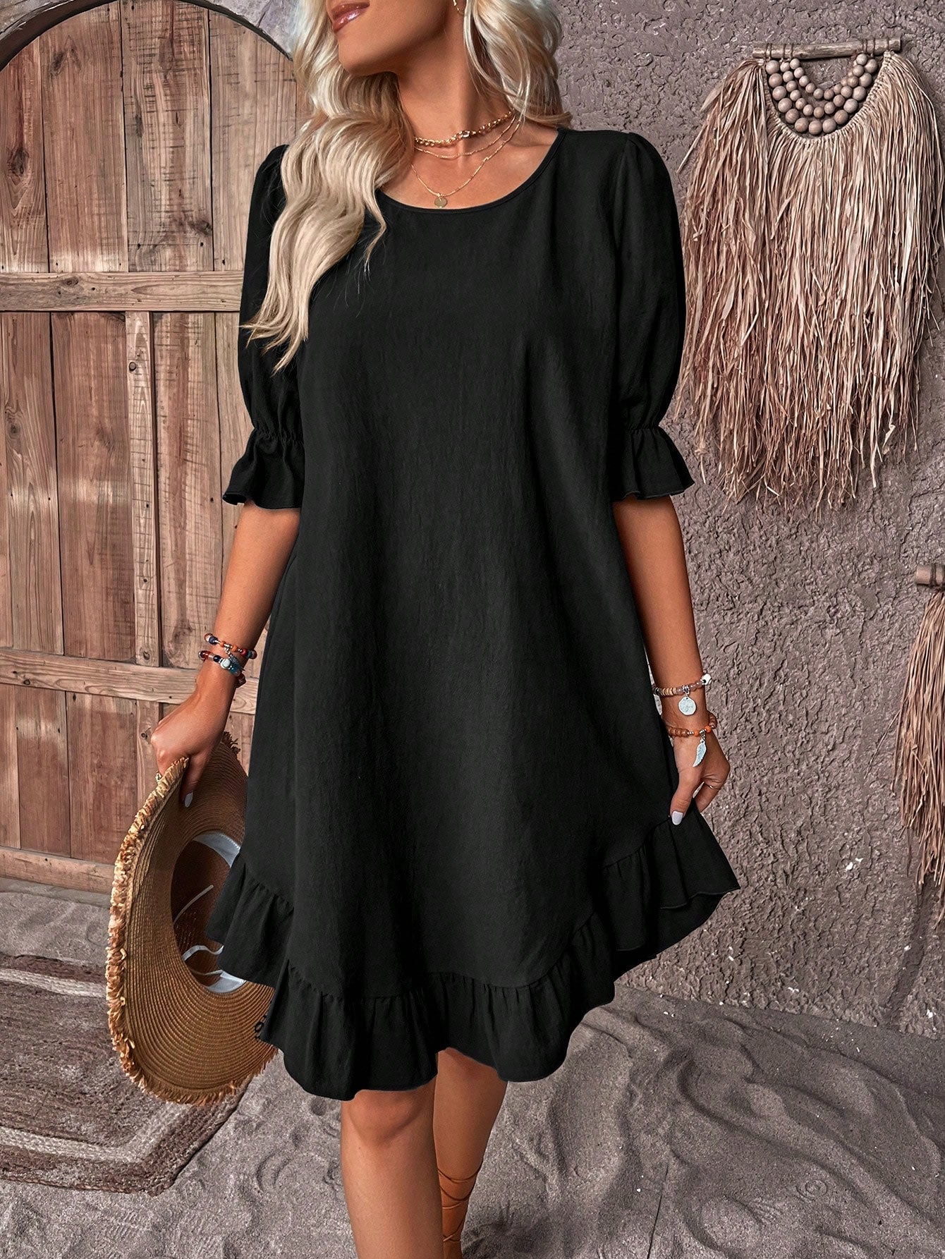 Vestido midi suelto y fluido para mujer, ideal para invitadas de boda – DALIA SERENA