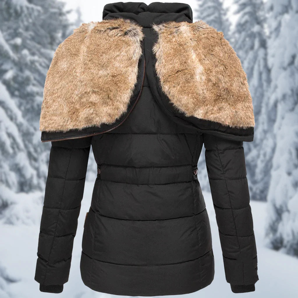 UZIELLE - Abrigo de invierno con forro de piel para mujer
