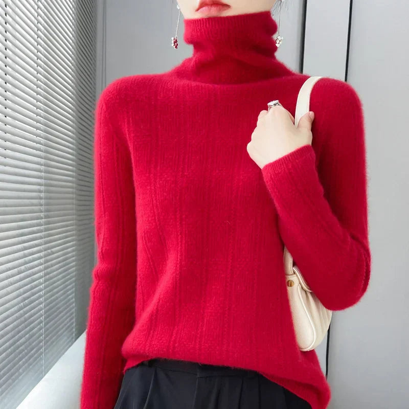 MARISE - Suéter de manga larga con cuello alto para mujer