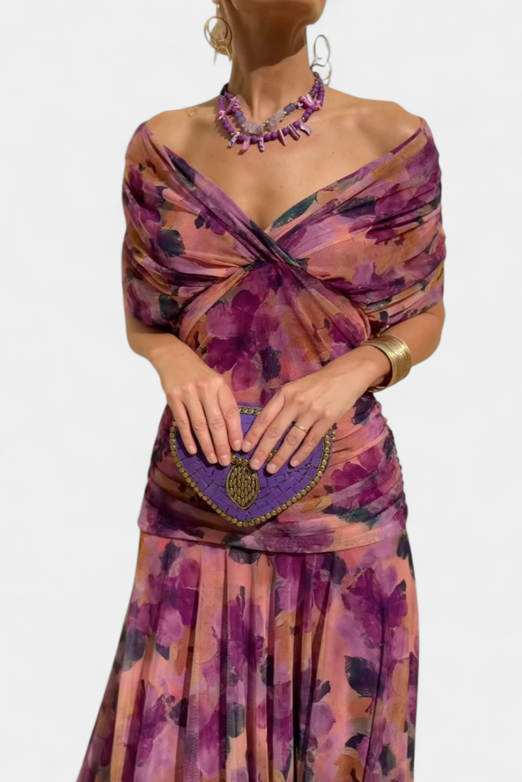 Amarilla – Vestido maxi con escote en V para mujer