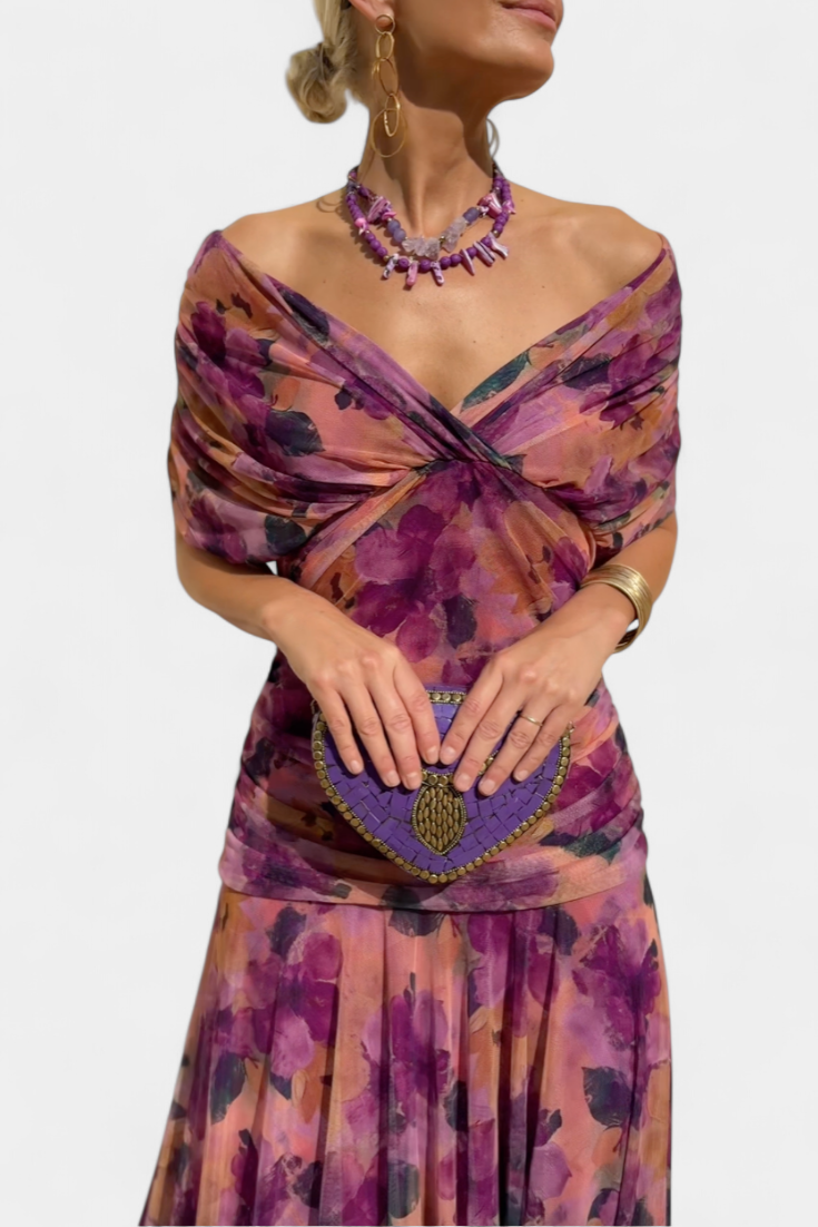 Amarilla – Vestido maxi con escote en V para mujer