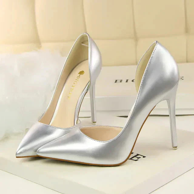 Zapatos de tacón alto para mujer con laterales descubiertos – EDITALIA