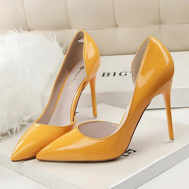Zapatos de tacón alto para mujer con laterales descubiertos – EDITALIA
