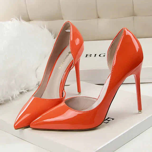 Zapatos de tacón alto para mujer con laterales descubiertos – EDITALIA