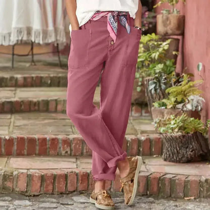 Pantalón de corte relajado y cintura alta para mujer – LIVARA