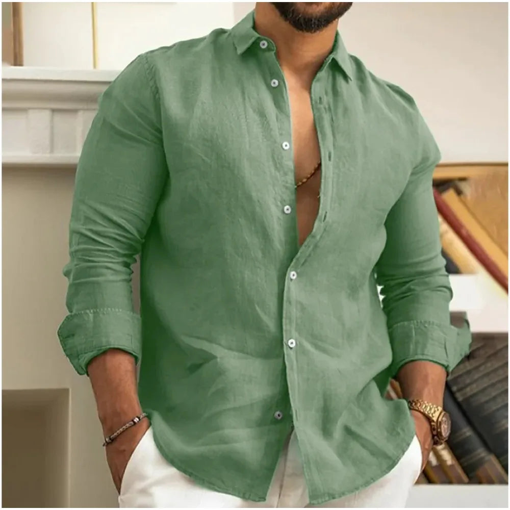 Camisa de lino transpirable de hombre, frescura y estilo estival – Ronnie