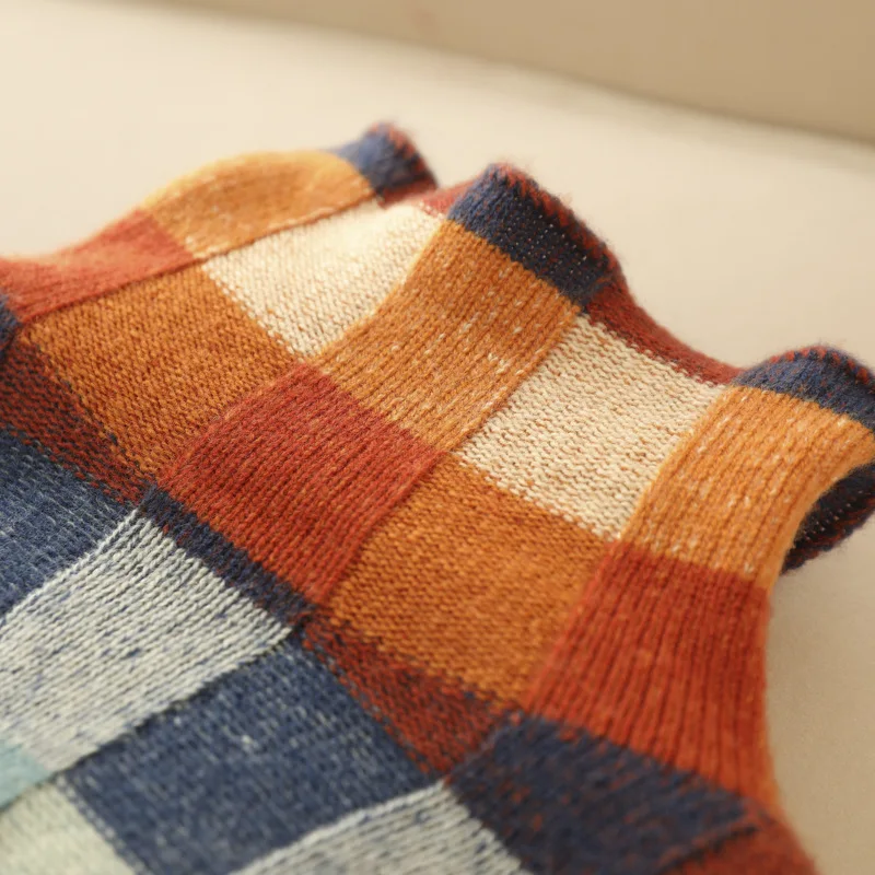 ADALYRA – Jersey de mujer con cuello alto y diseño patchwork colorido