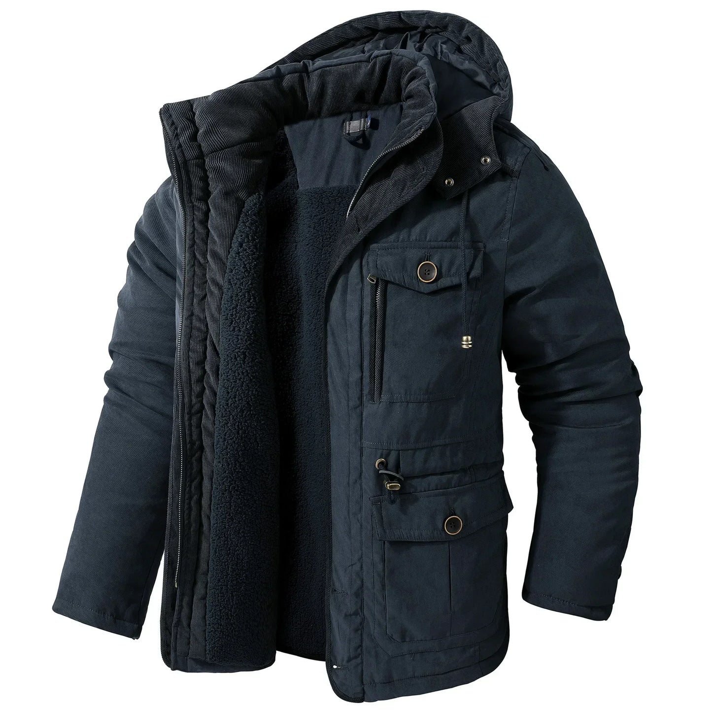NILSEN - Abrigo de invierno grueso y acolchado con capucha para hombre