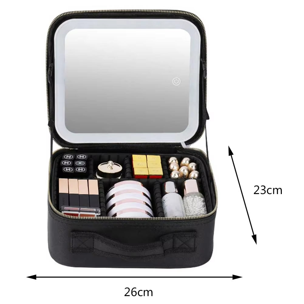 Estuche de maquillaje con espejo LED portátil – PERLA