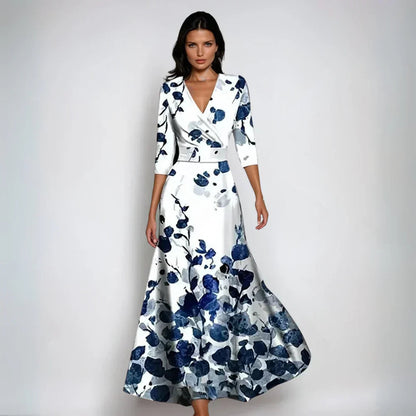 BELINDA – Vestido largo elegante con escote en V para mujer
