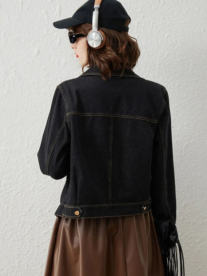 Chaqueta vaquera corta de mujer con tachuelas – LUCINDA