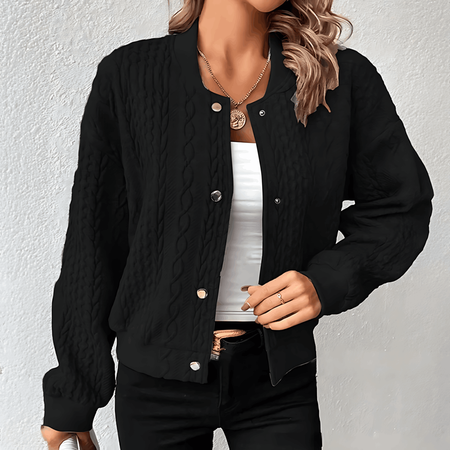 KARLA – Cárdigan estilo bomber para mujer