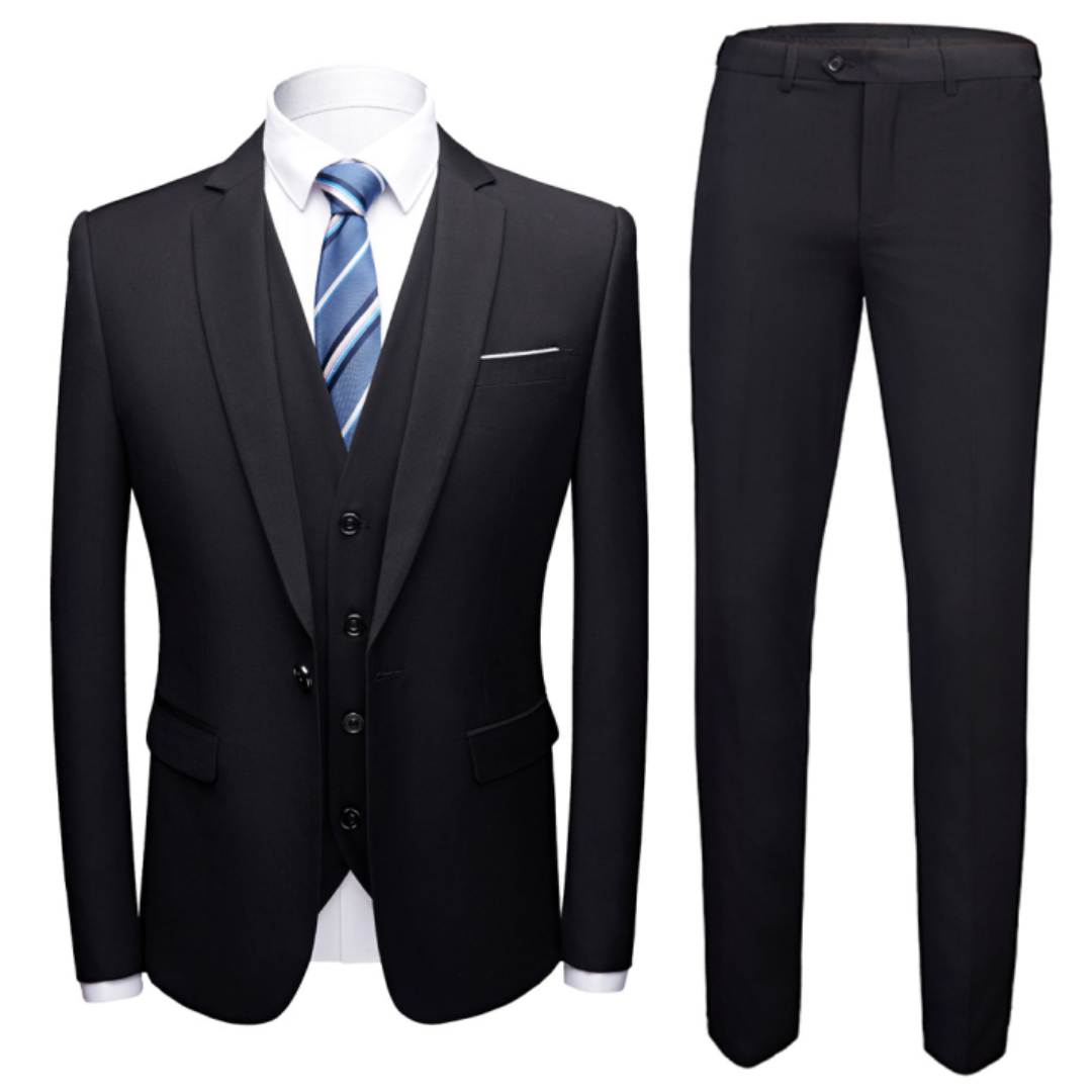 Traje negro clásico de hombre de tres piezas – NOIRÉL