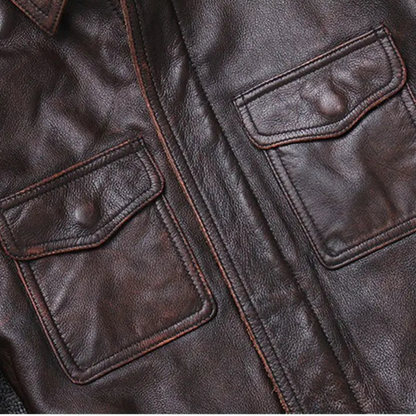 MACKSTON – Cazadora de piel sintética para hombre con estilo atemporal