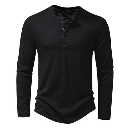 Camiseta de manga larga para hombre con botones en el escote – HENRY