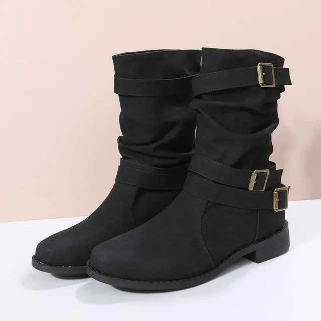 COSIMA – Botines de ante sintético con tacón para mujer