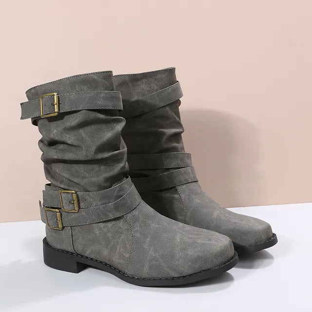 COSIMA – Botines de ante sintético con tacón para mujer