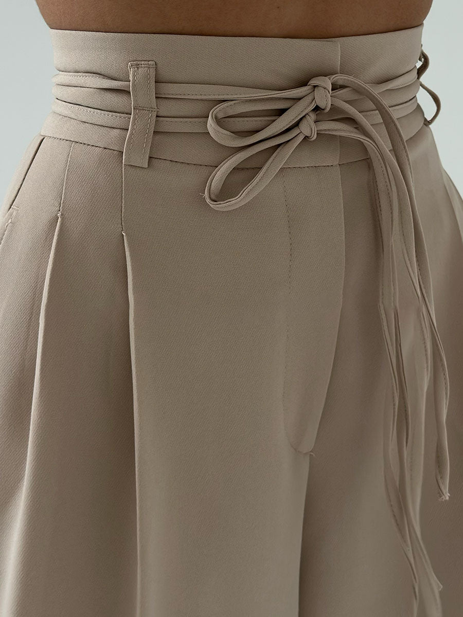 Pantalón de pierna ancha con cintura elástica y caída fluida – ANARA