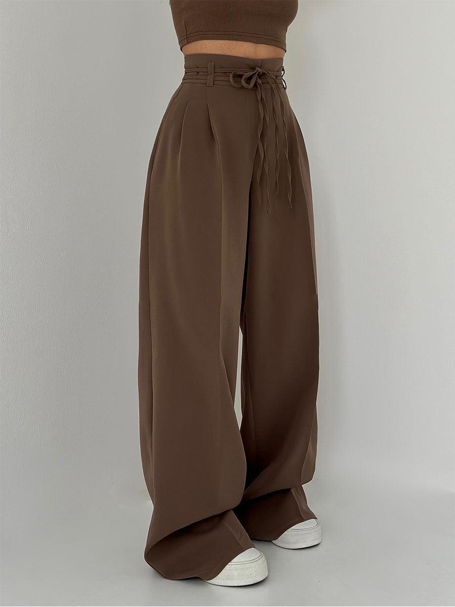 Pantalón de pierna ancha con cintura elástica y caída fluida – ANARA