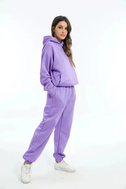 ARLET - Conjunto de chándal oversize de dos piezas con capucha para mujer