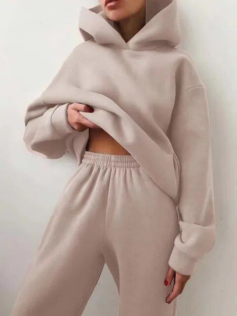 ARLET - Conjunto de chándal oversize de dos piezas con capucha para mujer