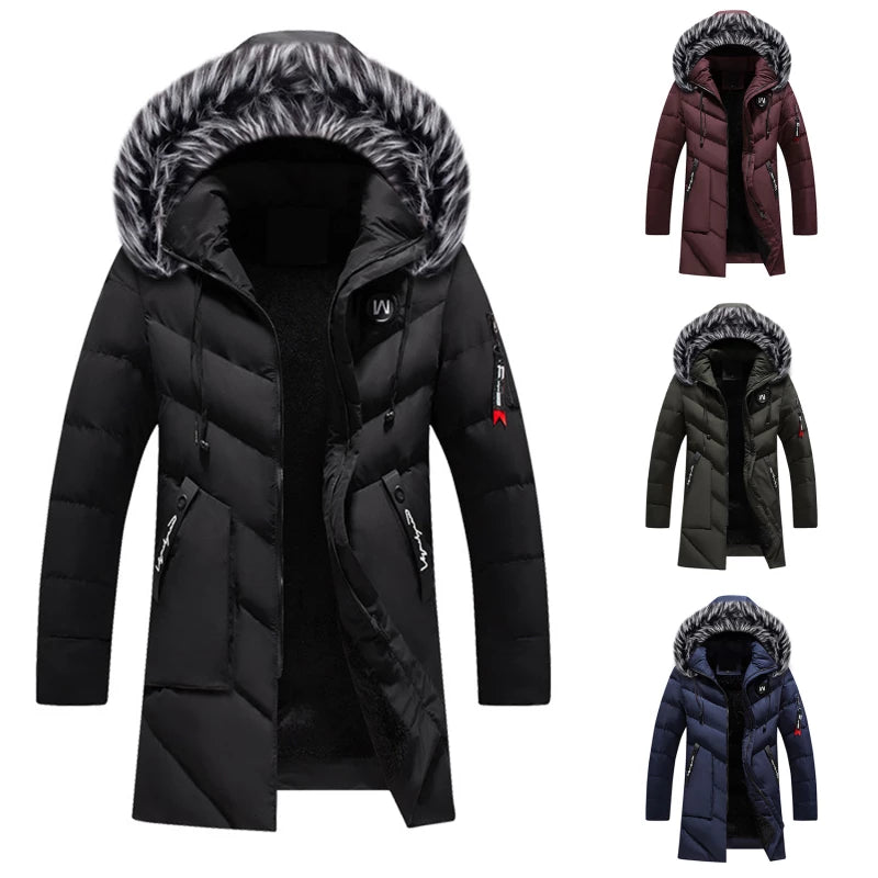 EMILVAN – Abrigo de invierno para hombre con capucha y forro de piel sintética