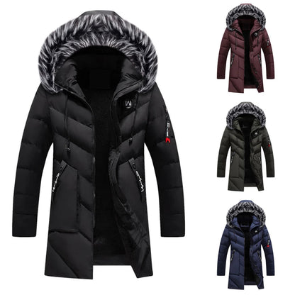 EMILVAN – Abrigo de invierno para hombre con capucha y forro de piel sintética