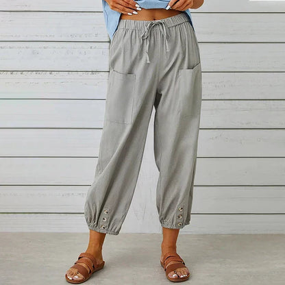 Pantalón veraniego fluido con cintura elástica – AMELYA