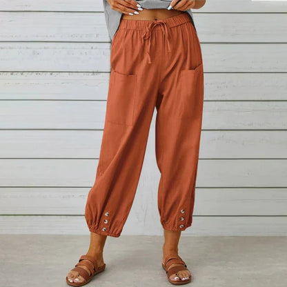 Pantalón veraniego fluido con cintura elástica – AMELYA