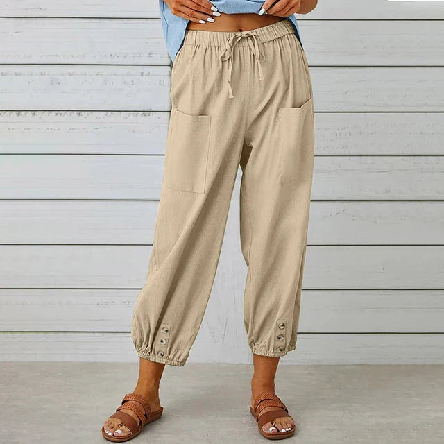 Pantalón veraniego fluido con cintura elástica – AMELYA