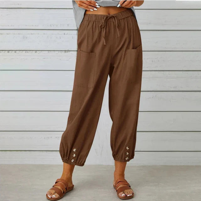 Pantalón veraniego fluido con cintura elástica – AMELYA