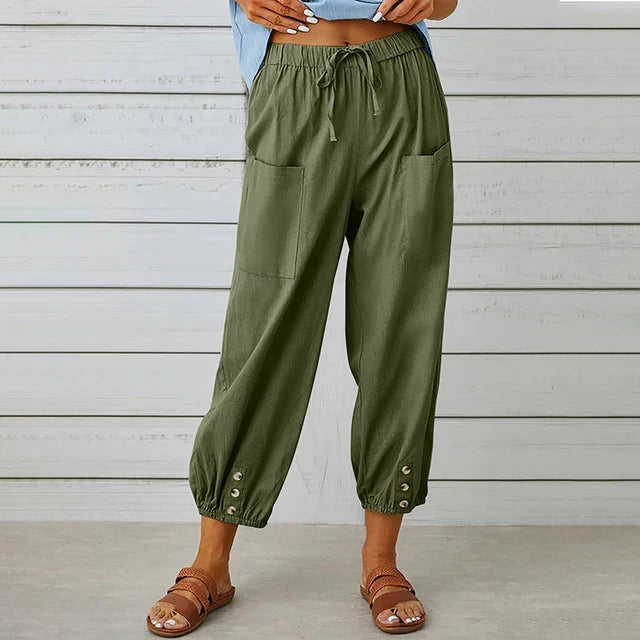 Pantalón veraniego fluido con cintura elástica – AMELYA