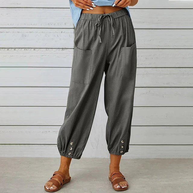 Pantalón veraniego fluido con cintura elástica – AMELYA
